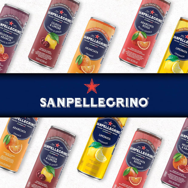 Sanpellegrino Italian Sparkling Drink Aranciata Rossa, Sparkling Orange and Blood Orange Beverage, 11.15 Fl Oz Can