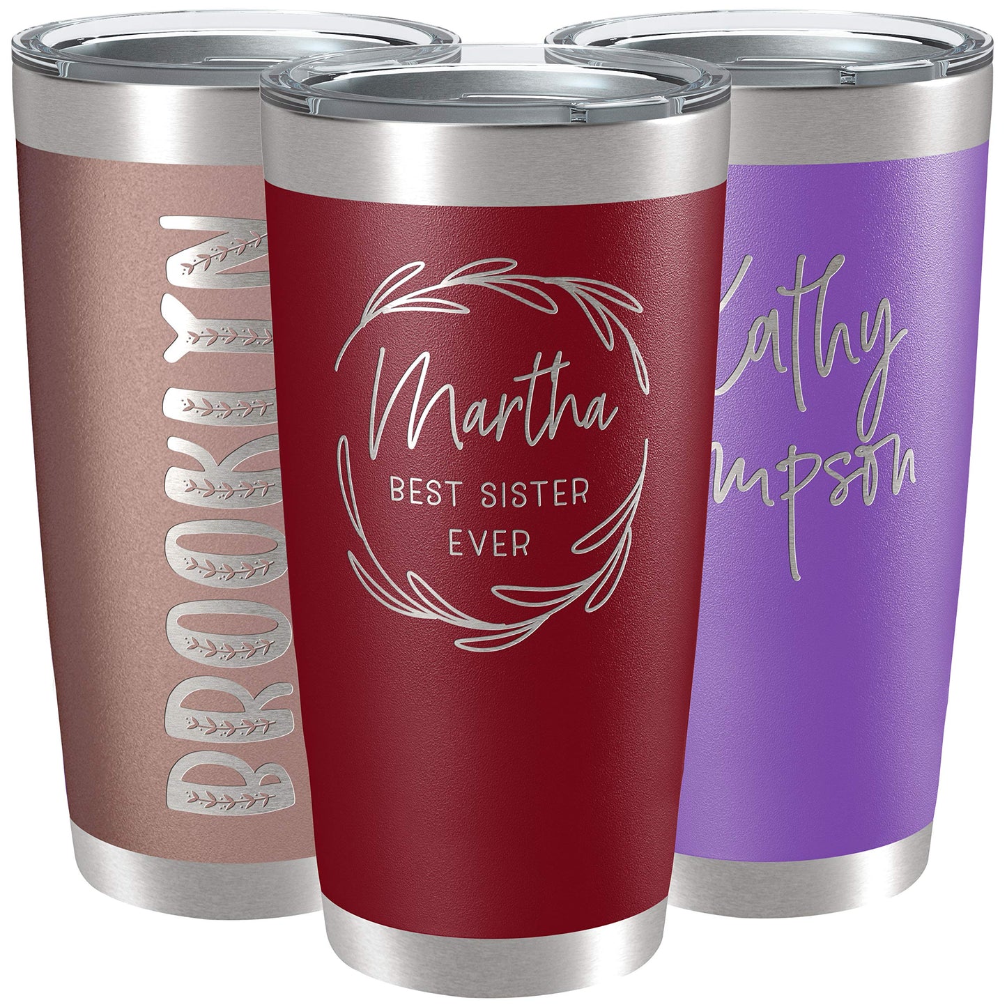 Personalized Tumblers, Stainless Steel 20 oz Tumbler w/Lid | 13 Designs | Personalized Cups Double Walled Insulated Coffee Cup for, Gym, Fitness | Hot and Cold Drink Use - Black