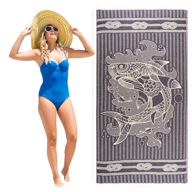 PÜSKÜL - Authentic 100% Turkish Cotton Turkish Beach Towel, Genuine Made in Turkey Quality - Soft, Quick Dry, Sand Free, Light Like Cloud, Oversize 36x70 Peshtemal Towels (Pack of 1, Arat Orange)