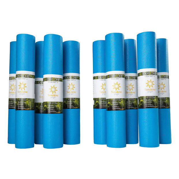 Sunshine Yoga 10-Pack Explore Yoga Mat, 68" x 24" Exercise Mat, 4mm Thick Non Slip Workout Mat, Anti-Tear Gym Mat, Bulk Yoga Mats for Home Workout or Studio