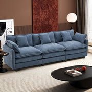 Ihanherry 146" U-Shaped Modern Sofa Modular Sectional Cloud Couch with 2 Ottoman, 6-Seat Chenille Deep Seat Sofa with 6 Pillows for Living Room, Bedroom and Apartment, Grey