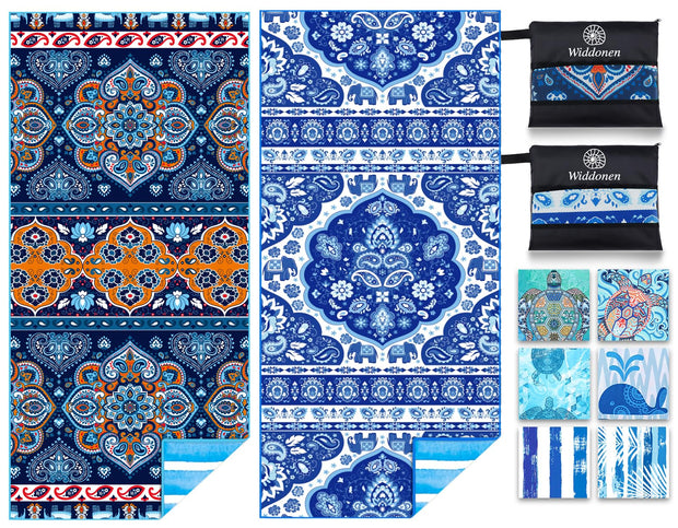 Microfiber Thin Lightweight Beach Towel Sand Free Quick Dry Absorbent Compact Towels for Swimming Pool Camping Beach Accessories Large Easy Pack Travel Things for Vacation Essentials Adult Gift