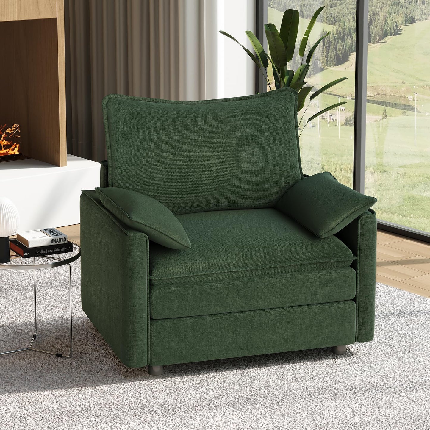 Vesgantti 108" Modular Sectional Sofa, Comfy Cloud Couch with Movable Ottoman Deep Seat Chenille L Shaped Modular Sofa, Sectional Couches for Living Room, Bedroom and Apartment, Beige