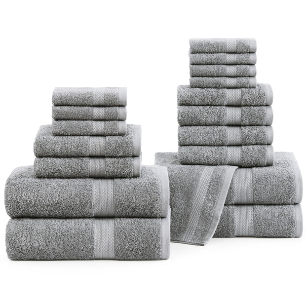 Lane Linen 100% Cotton Luxury Bath Towel Set - 18 Pieces - Ring Spun, Ultra Soft, Quick Dry & Extra Absorbent - 4 Bath, 8 Washcloths, 6 Bathroom Hand Towels - Machine Wash in Cold Water - Living Coral