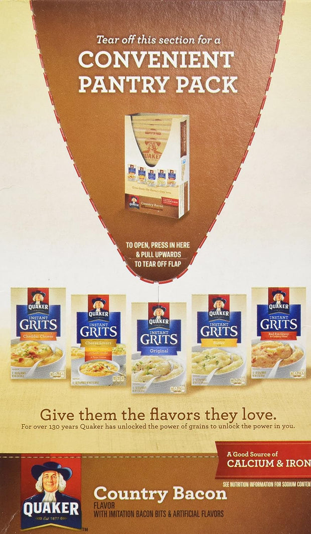Quaker Country Bacon Flavor Instant Grits, 12 Count (Pack of 1)