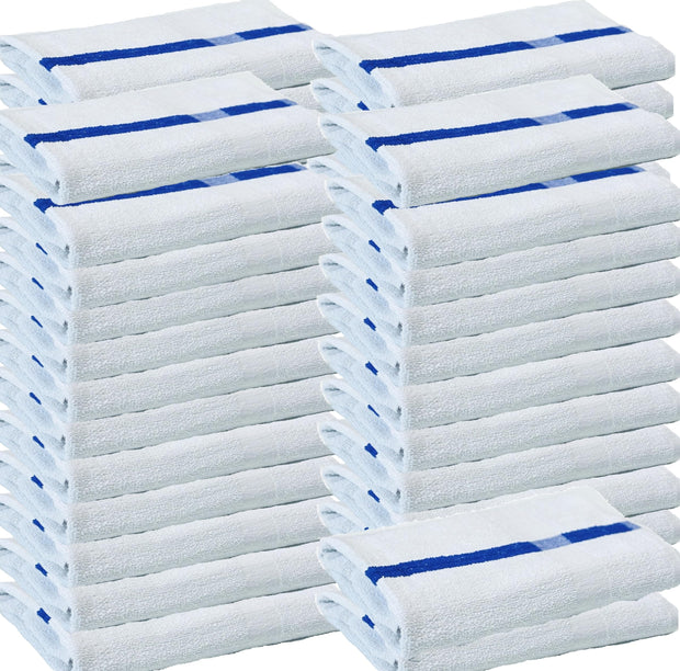 Towels N More 24x48 Soft Poolside Towels 6 Large Super Absorbent White Pool Towel with Blue Center Stripe for Home Pool Spa Gym Hotel Motel as Bath Towels