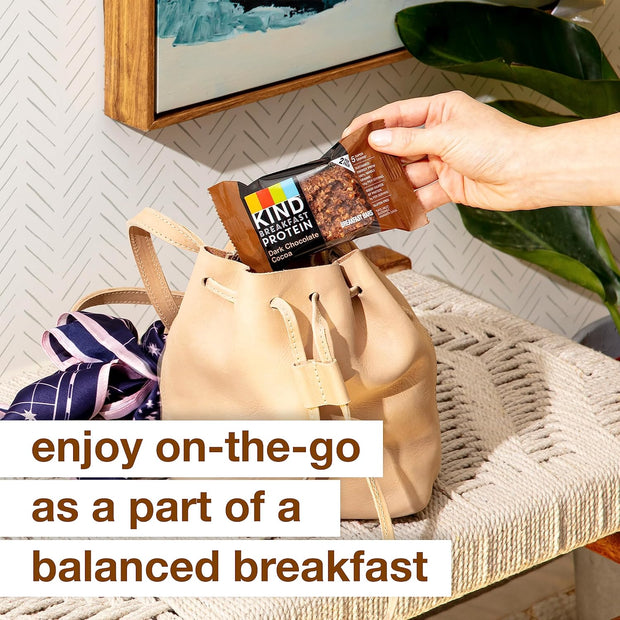 KIND Breakfast Protein Bars, Dark Chocolate Cocoa, Healthy Snacks, Gluten Free, 8g Protein, 30 Count