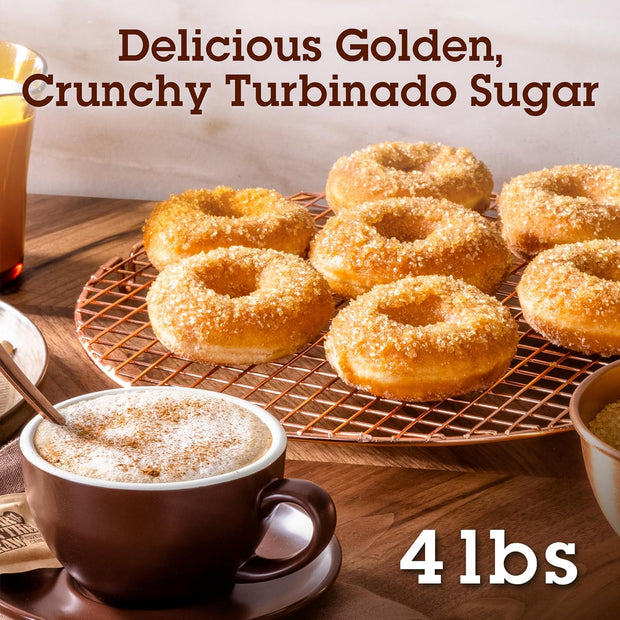 Sugar In The Raw Granulated Turbinado Cane Sugar, No erythritol, Pure Natural Sweetener, Hot & Cold Drinks, Coffee, Cooking, Baking, Vegan, Gluten-Free, Non-GMO, Bulk Sugar, 4lb Bag (1-Pack)