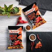 Quest Nutrition Tortilla Style Protein Chips, Hot & Spicy, 19g of Protein, 4g Net Carbs, High Protein, Gluten Free, 1.1 Ounce (Pack of 12)