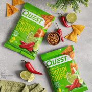 Quest Nutrition Chili Lime Tortilla Style Protein Chips, 20g Protein, 3g Net Carbs, Low Carb, Gluten Free, 1.1 oz (Pack of 4)