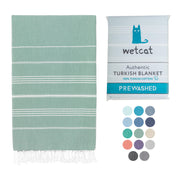 WETCAT Turkish Beach Towel Oversized (38"x71") 100% Turkish Cotton, Made in Turkey - Sand Free, Extra Large, Ultra Soft, Quick Drying, Compact & Lightweight for Travel - Blue