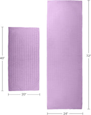 Wakeman Yoga Mat Towel and Gym Towel Set - 2-Piece Non Slip Set for Hot Yoga, Pilates, and Gym - 72” x 24” Sweat Absorbent and Quick Drying Blanket with Corner Pockets for Mats (Violet)
