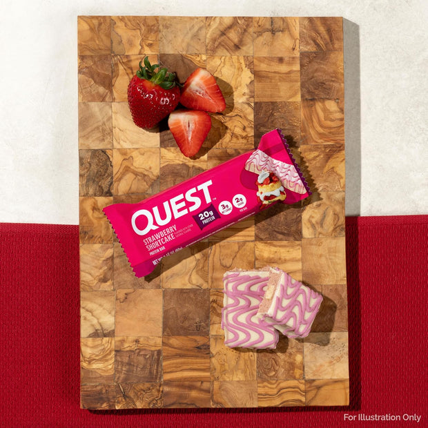 Quest Nutrition Protein Bars, Strawberry Shortcake, 20g Protein, 2g Sugar, 3g Net Carbs, 10g Fiber, Gluten Free, 12 Count