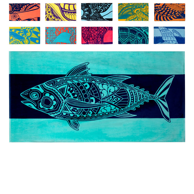Nova Blue Turtle Beach Towel – Tropical Blue Colors with A Unique Design, Extra Large, XL (34”x 63”) Made from 100% Cotton for Kids & Adults