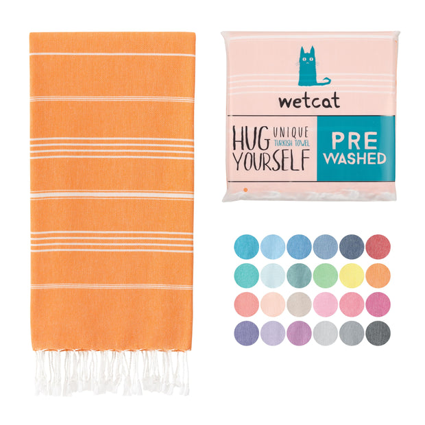 WETCAT Turkish Beach Towel Oversized (38"x71") 100% Turkish Cotton, Made in Turkey - Sand Free, Extra Large, Ultra Soft, Quick Drying, Compact & Lightweight for Travel - Blue