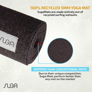 SUGA Premium 100% Recycled Yoga Mat - Textured Non-Slip for Hot Yoga, Eco-Friendly, 5mm Thick, Made in USA
