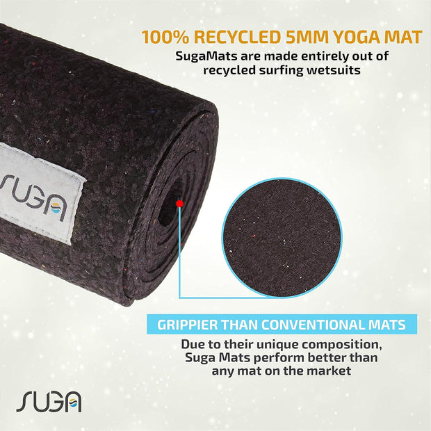 SUGA Premium 100% Recycled Yoga Mat - Textured Non-Slip for Hot Yoga, Eco-Friendly, 5mm Thick, Made in USA