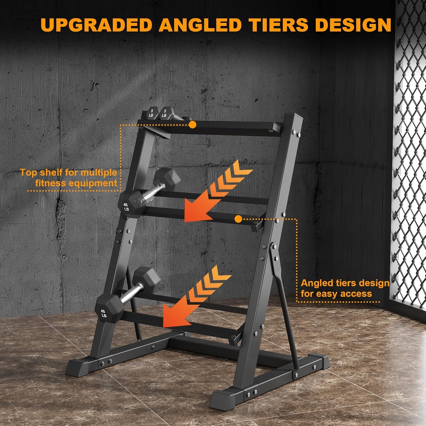 3 Tier Dumbbell Rack Weight Storage Organizer for Home Gym, Weight Rack for Dumbbells, Kettlebells, 500LBS(Rack Only)