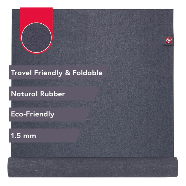 Manduka eKO SuperLite Yoga Mat - 1.5mm Natural Rubber | Foldable & Travel Friendly | Soft Textured Surface | Eco-friendly