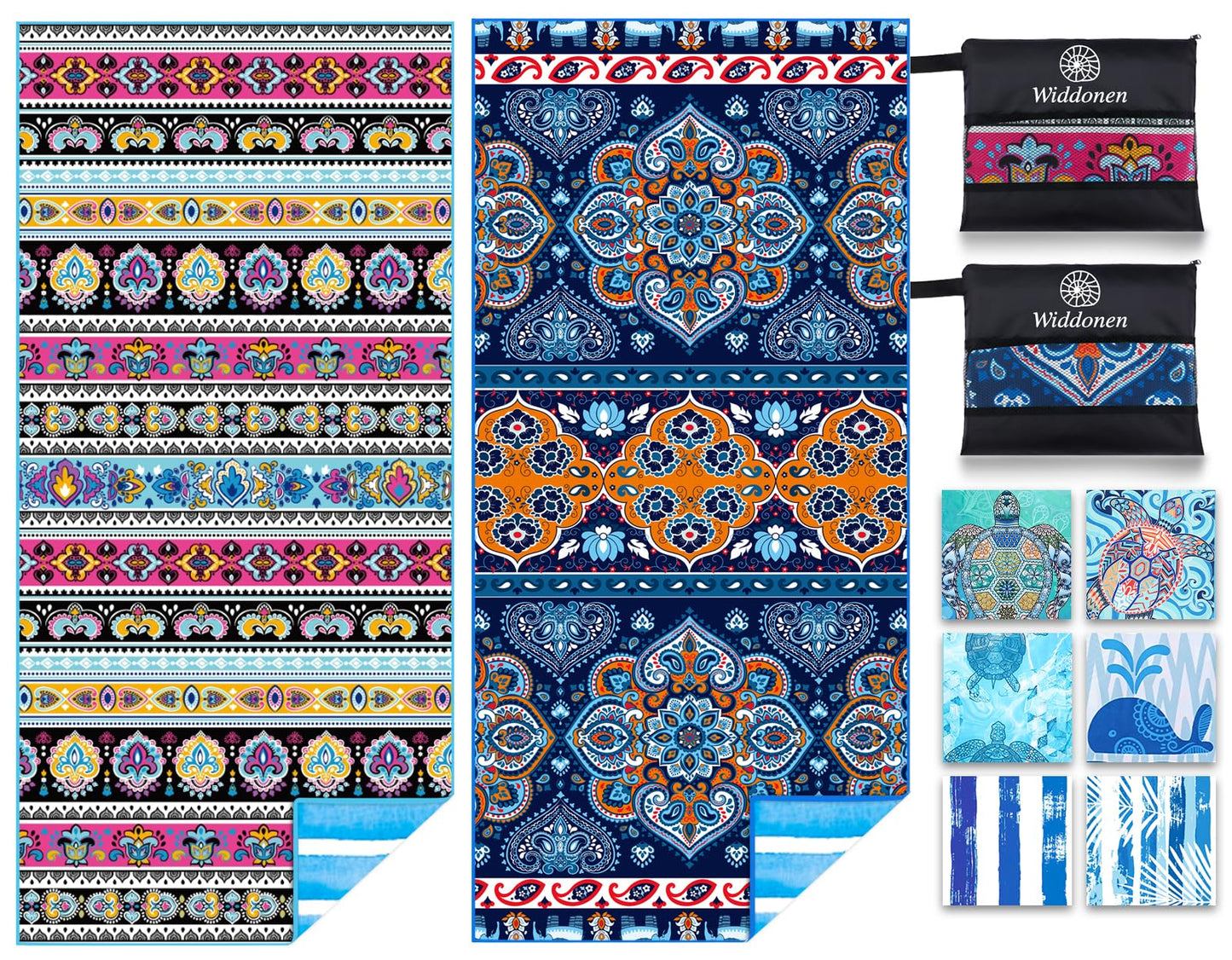 2 Pack Microfiber Lightweight Beach Towel Sand Free Quick Dry Absorbent Thin Compact Towels for Swimming Pool Camping Beach Accessories Large Easy Pack Travel Things for Vacation Essentials Gift
