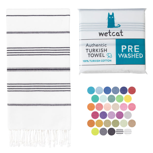 WETCAT Turkish Beach Towel Oversized (38"x71") 100% Turkish Cotton, Made in Turkey - Sand Free, Extra Large, Ultra Soft, Quick Drying, Compact & Lightweight for Travel - Blue