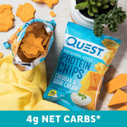 Quest Nutrition Cheddar & Sour Cream Protein Chips, 19g Protein, 4g Net Carbs, Low Carb, Gluten Free, 1.1 oz (Pack of 12)