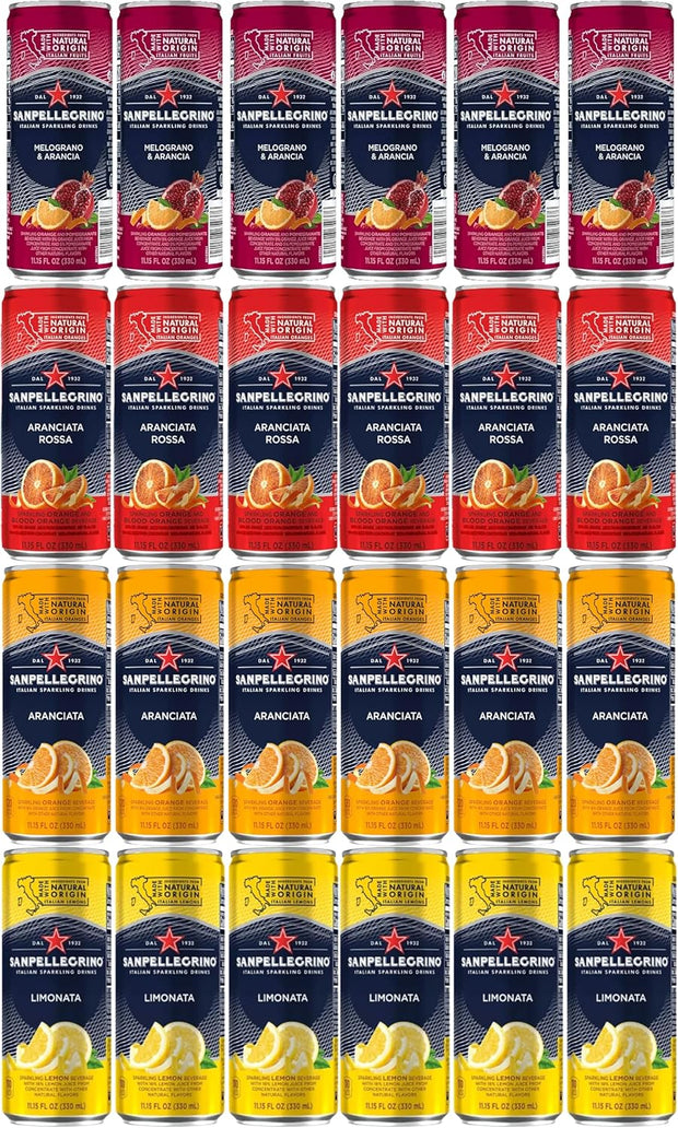 San Pellegrino Sparkling Water Variety- 4 Flavors 24 Pack 6 Cans of Each