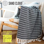 Sand Cloud Turkish Beach Towel - Sand Proof - 100% Certified Organic Turkish Towel - Quick Dry Towel for Beach, Picnic, Blanket or Bath Towel - As Seen on Shark Tank - Gocek (Black)