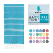 WETCAT Turkish Beach Towel Oversized (38"x71") 100% Turkish Cotton, Made in Turkey - Sand Free, Extra Large, Ultra Soft, Quick Drying, Compact & Lightweight for Travel - Blue