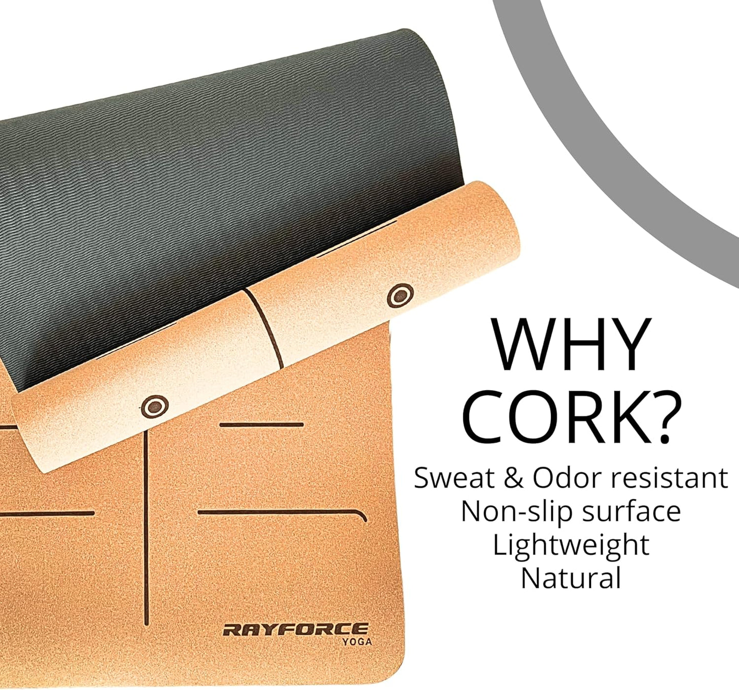 Cork Yoga Mat 6mm – Non-Slip, Sweat-Resistant, Eco-Friendly with Alignment Lines & Carry Strap