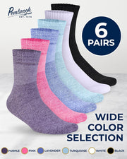 Pembrook Bamboo Viscose Diabetic Socks for Women & Men - 6 Pairs Ankle Socks for Swollen Feet | Neuropathy Socks | Edema Neuropathy Socks for Women | Diabetic Socks Women 9-12