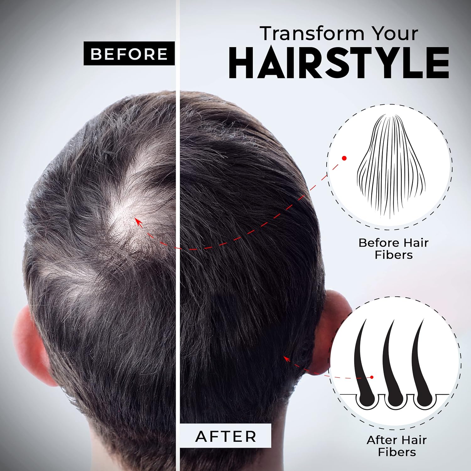 ELEVATE Hair Perfecting 2-in-1 Kit | Set Includes Natural Hair Thickening Fibers & Spray Applicator Pump Nozzle | Instantly Conceal & Thicken Thinning Balding Areas in Seconds Men & Women (Black)