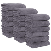 MOONQUEEN 6 Pack Premium Hand Towels - Quick Drying - Microfiber Coral Velvet Highly Absorbent Towels - Multipurpose Use as Hotel, Bathroom, Shower, Spa, Hand Towel 16 x 28 inches (Gray)