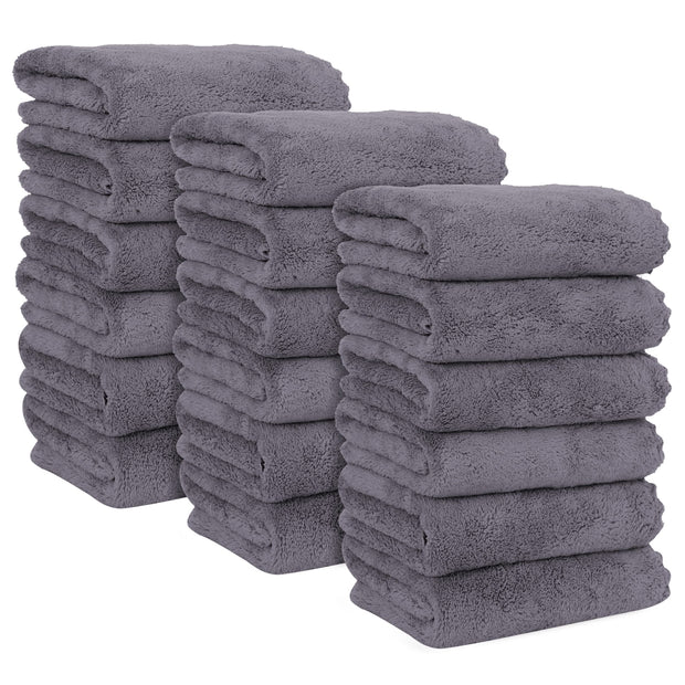MOONQUEEN 6 Pack Premium Hand Towels - Quick Drying - Microfiber Coral Velvet Highly Absorbent Towels - Multipurpose Use as Hotel, Bathroom, Shower, Spa, Hand Towel 16 x 28 inches (Gray)