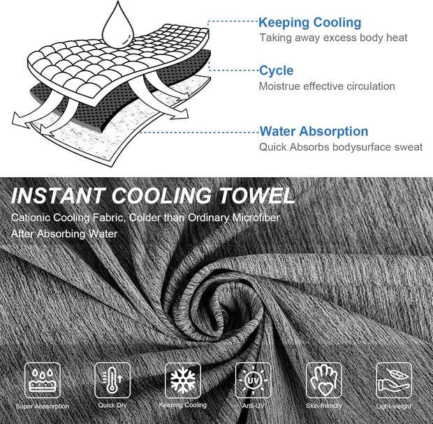 Pleneal Cooling Towels - 6 Pack Cooling Towel (40"x12"), Ice Gym Towels for Working Out, Microfiber Cool Towel for Neck and Face, Yoga Towel for Home Gym, Workout & More Activities