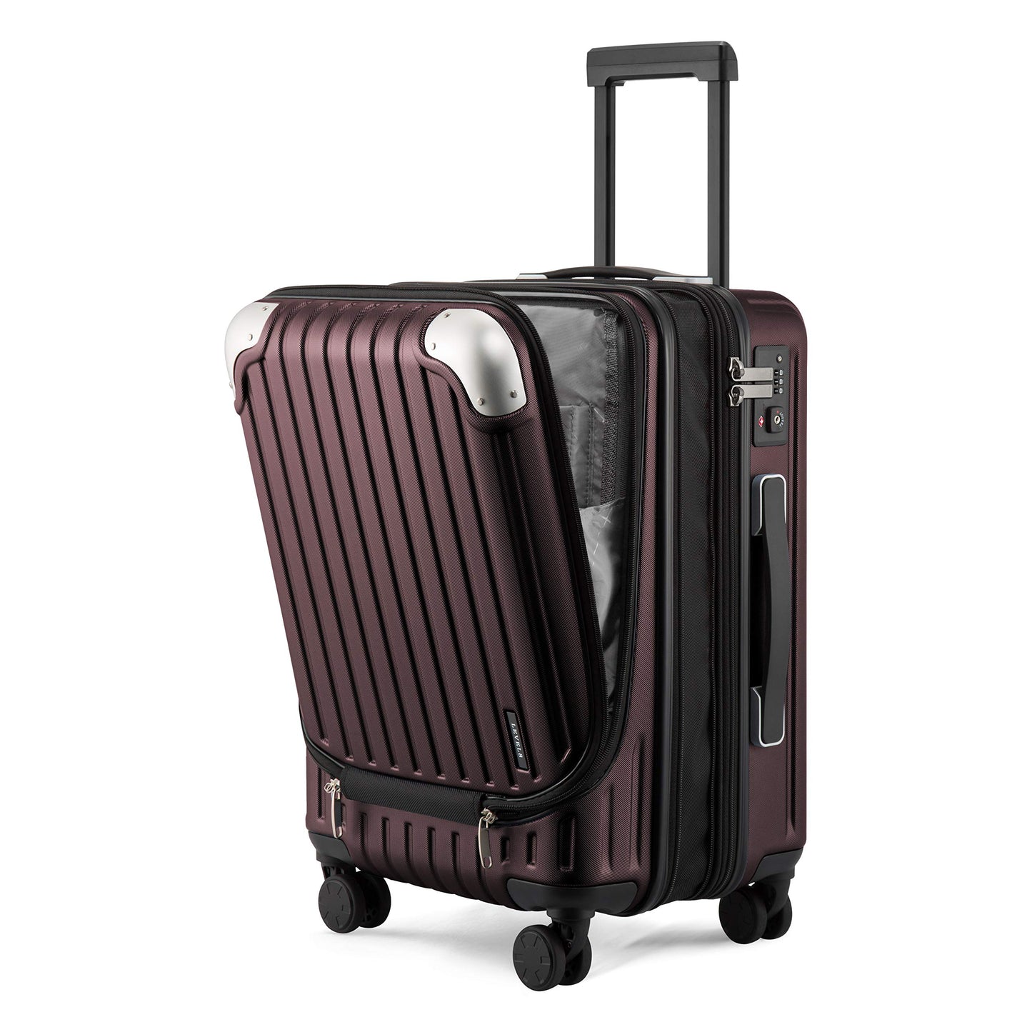 LEVEL8 Grace Carry On Luggage, 20 Inch Hardside Suitcase, Abs+Pc Harshell Spinner Luggage with Tsa Lock, Spinner Wheels, Grey, 20-Inch Carry-On