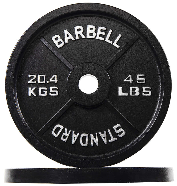 Olympic Cast Iron Plate for Strength Training and Weightlifting, Pairs, Sets or Set with Barbell, Multiple Sizes