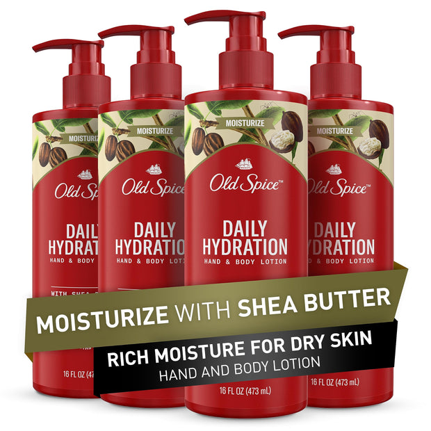 Old Spice Hand & Body Lotion for Men, Daily Hydration, 24/7 Hydration, 24/7 Replenishing Rich Moisture for Dry Skin, Lightweight Formula, Swagger with Argan Oil Scent, 16 fl (Pack of 4)