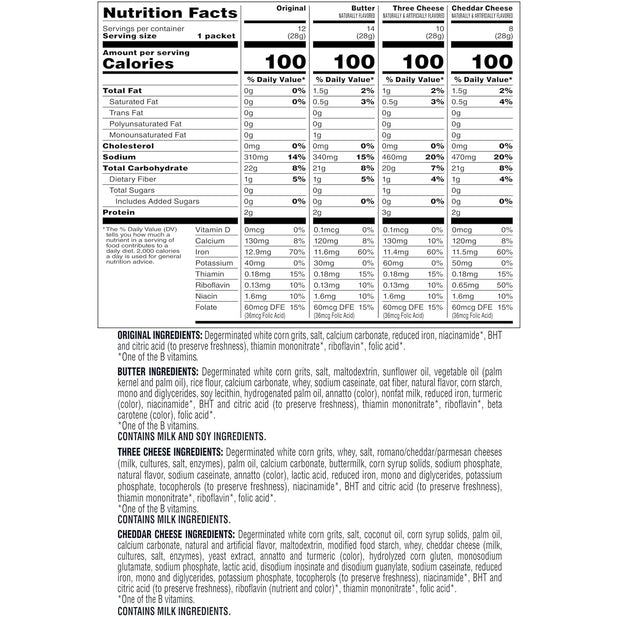 Quaker Instant Grits, 4 Flavor Variety Pack, 0.98oz Packets,44 Count (Pack of 1)