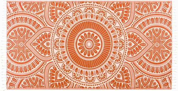 PÜSKÜL - Authentic 100% Turkish Cotton Turkish Beach Towel, Genuine Made in Turkey Quality - Soft, Quick Dry, Sand Free, Light Like Cloud, Oversize 36x70 Peshtemal Towels (Pack of 1, Arat Orange)