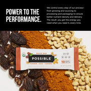 POSSIBLE Snack Bar - Organic Energy Bars with 10g of Plant-Based Protein - Vegan, Gluten-Free, Non-Dairy, USDA Organic - Healthy Fats - Clean Label - 1 Box, 12 Servings - Cashew Date Turmeric