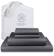 Threadmill 5-Star Hotel 500 Thread Count Best Bed Sheets, 100% Cotton Sheets Set for Queen Bed, Smoother Than Egyptian Cotton Claims, 4 Pc Set with Deep Pockets (Dark Grey)