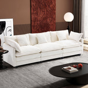 Ihanherry 146" U-Shaped Modern Sofa Modular Sectional Cloud Couch with 2 Ottoman, 6-Seat Chenille Deep Seat Sofa with 6 Pillows for Living Room, Bedroom and Apartment, Grey