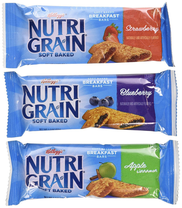 Nutri-Grain Cereal Bar, Variety Pack/32 Strawberry/32 Blueberry/32 Apple Cinnamon, 1.3 oz Bars (Pack of 96)