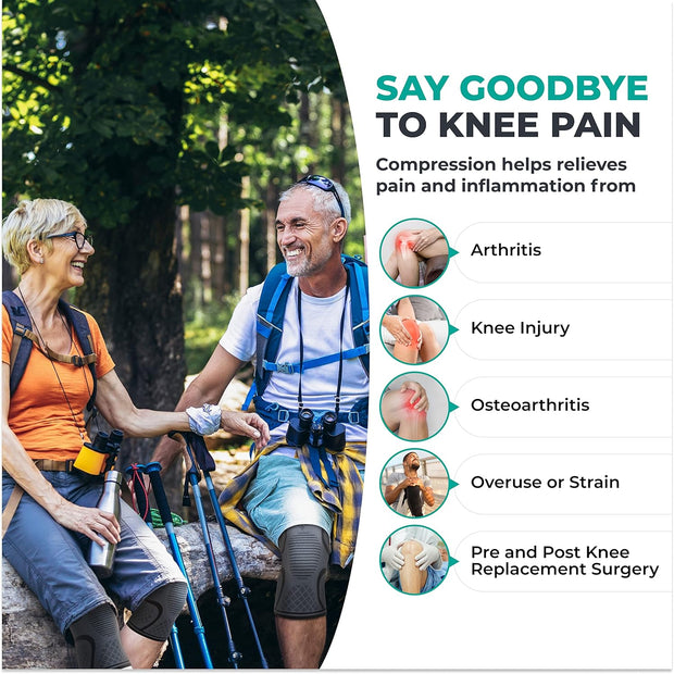 Modvel Compression Knee Brace for Women & Men, 2-Pack Knee Brace for Running Knee Pain, Knee Support Compression Sleeve, Workout Sports Knee Braces for Meniscus Tear, ACL & Arthritis Pain Relief