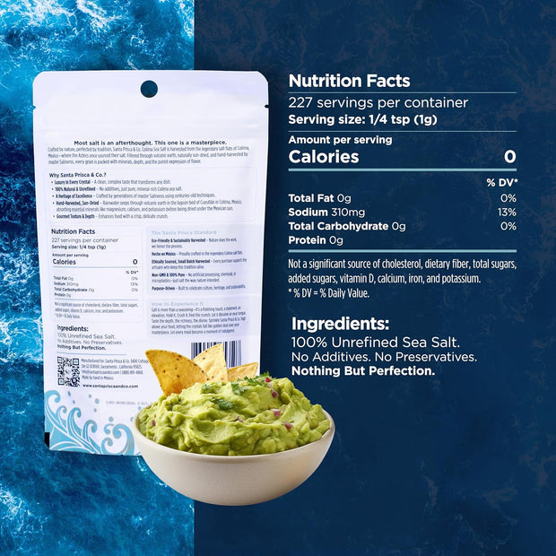 Santa Prisca & Co. Premium Colima Sea Salt – Hand-Harvested, Unrefined Mexican Sea Salt Crystals | Gourmet Finishing Salt for Cooking, Grilling & Everyday Use | Mineral-Rich, Small Batch, 8 oz