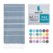 WETCAT Turkish Beach Towel Oversized (38"x71") 100% Turkish Cotton, Made in Turkey - Sand Free, Extra Large, Ultra Soft, Quick Drying, Compact & Lightweight for Travel - Blue