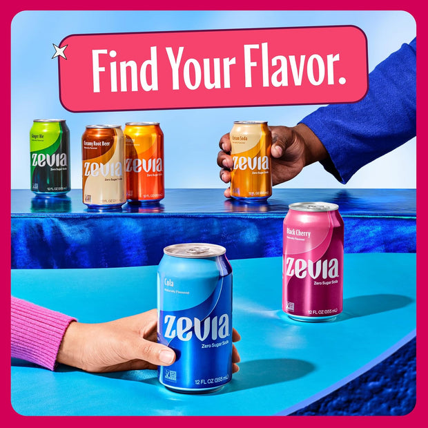 Zevia Zero Sugar Soda, Black Cherry, 12 Ounce Cans (Pack of 12)