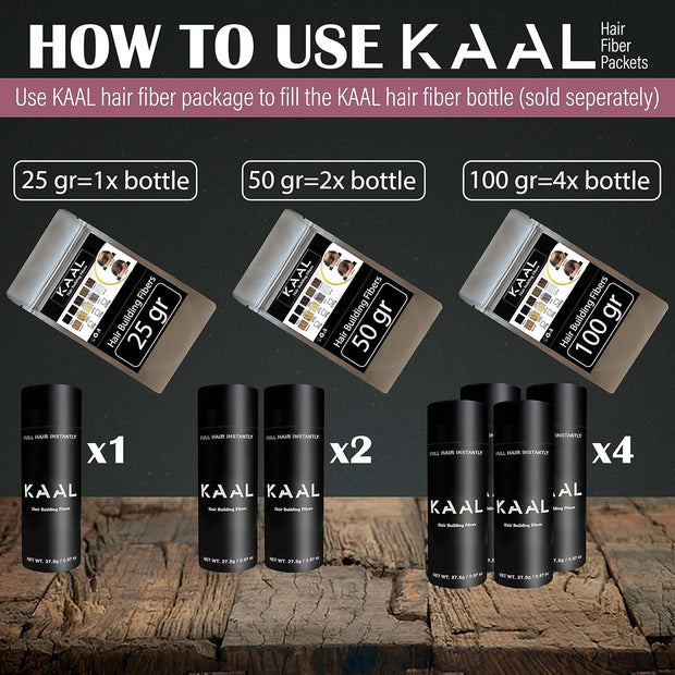 KAAL Hair Fiber Refill Pack | (0.88 oz, Medium Brown) Hair Powder Concealer for Thinning Areas and Hair Loss, Texturizing Powder for Men and Women