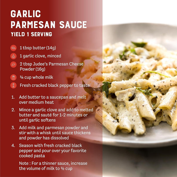 Judee’s 11.25oz Parmesan Cheese Powder - Non-GMO, Keto-Friendly, rBST; Hormone, Gluten & Nut Free – Real Parmesan, USA-Made for Dips, Soups & Seasonings